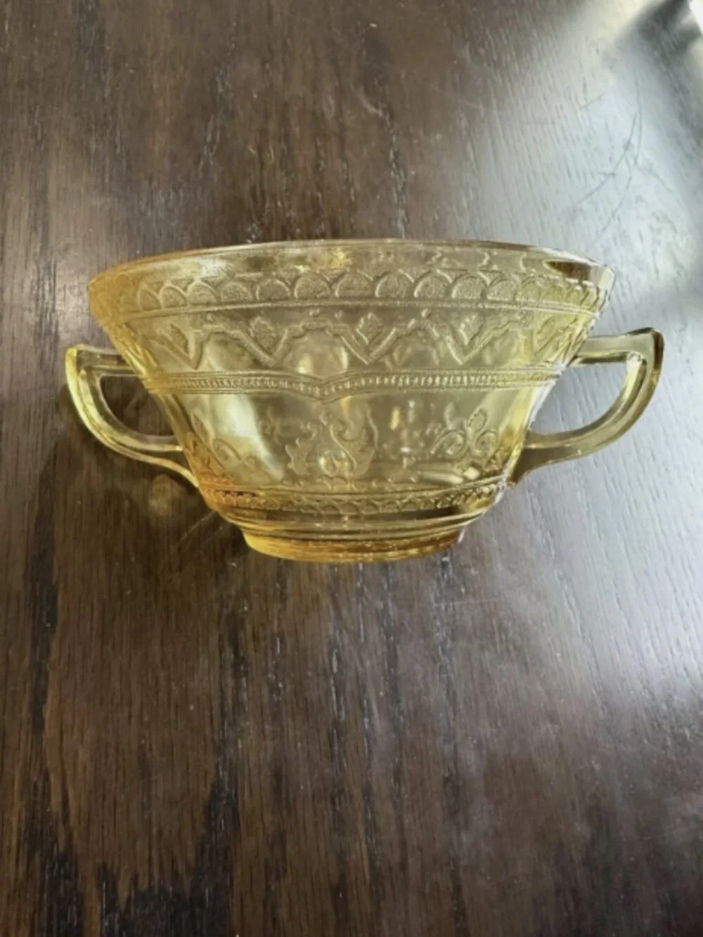 Federal Patrician Spoke Amber Double Handled Cream Soup Bowl Depression Set Of 2